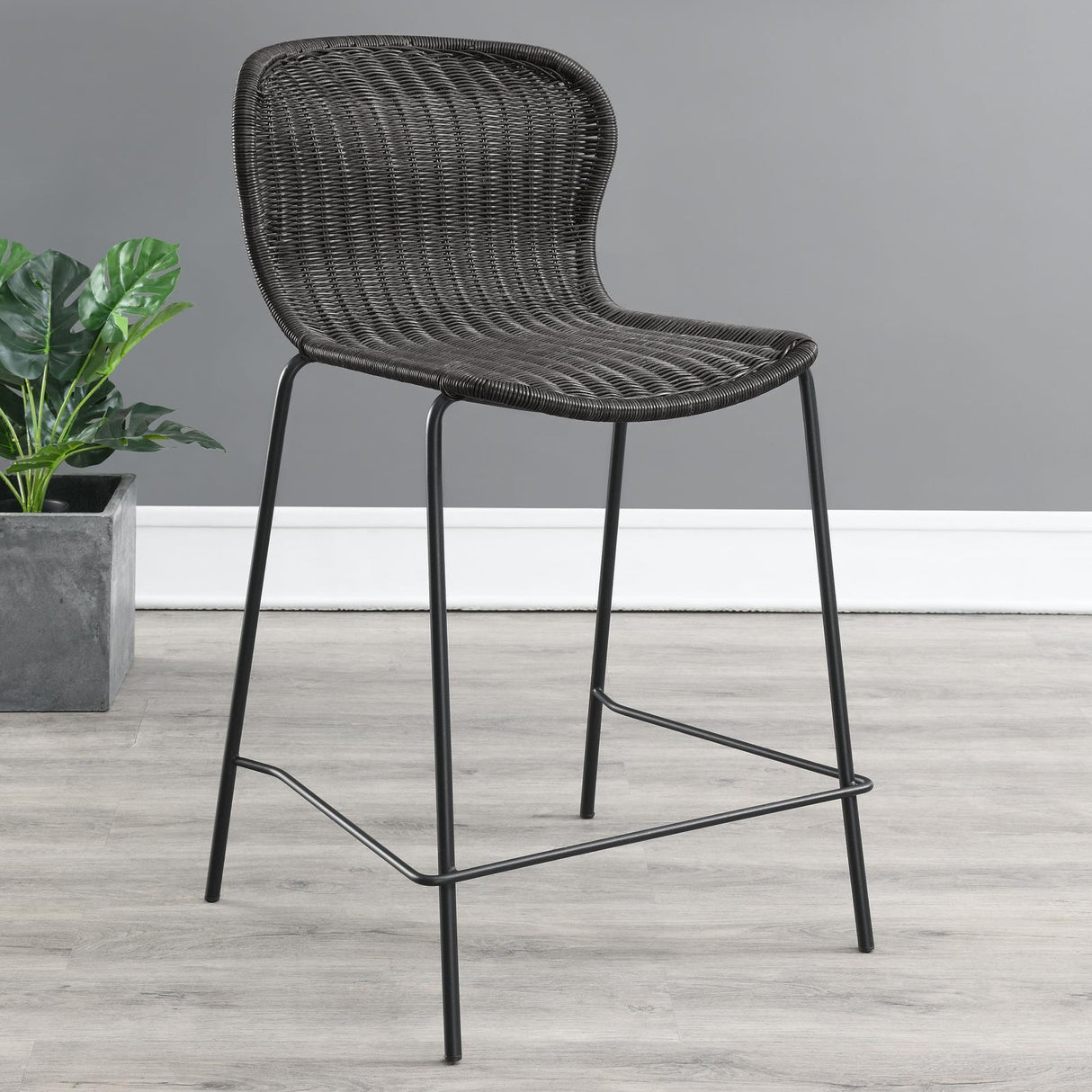 McKinley Brown/Sandy Black Upholstered Counter Height Stools with Footrest, Set of 2 by Coaster at Eve Furniture