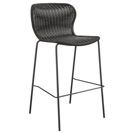 McKinley Brown/Sandy Black Upholstered Bar Stools with Footrest, Set of 2