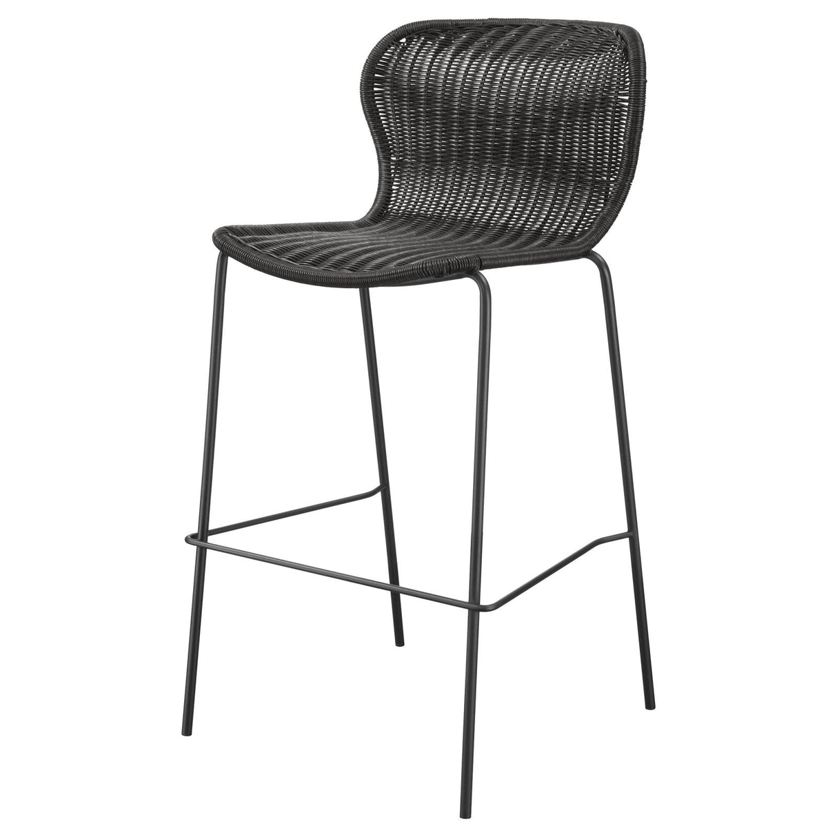 McKinley Brown/Sandy Black Upholstered Bar Stools with Footrest, Set of 2