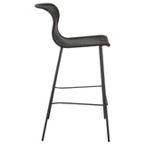 McKinley Brown/Sandy Black Upholstered Bar Stools with Footrest, Set of 2