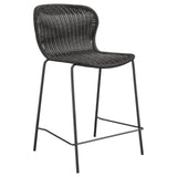 McKinley Brown/Sandy Black Upholstered Counter Height Stools with Footrest, Set of 2