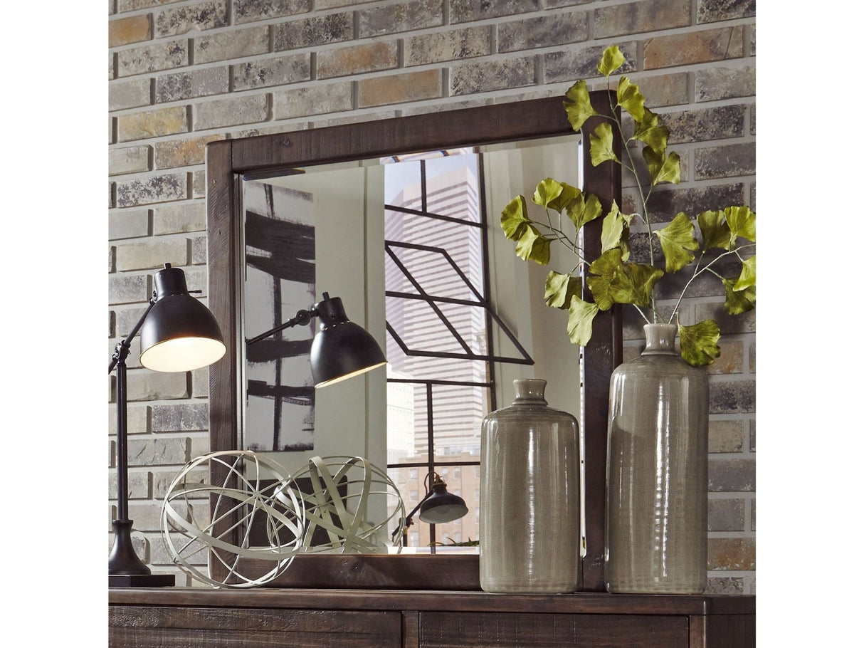 McKinney Solid Wood Beveled Glass Mirror in Espresso Pine by Modus Furniture at Eve Furniture