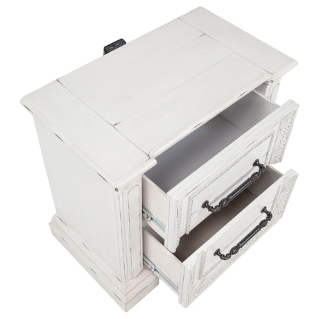 McKinney Vintage White 2-drawer Nightstand with Dual USB by Coaster at Eve Furniture