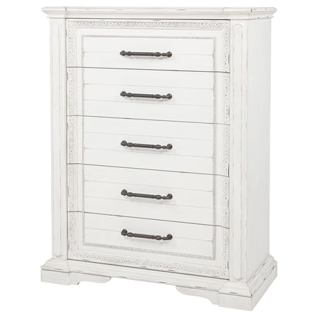 McKinney Vintage White 5-drawer Bedroom Chest of Drawers by Coaster at Eve Furniture