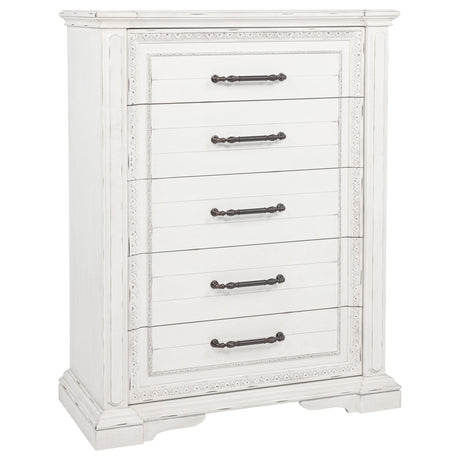 McKinney Vintage White 5-drawer Bedroom Chest of Drawers by Coaster at Eve Furniture
