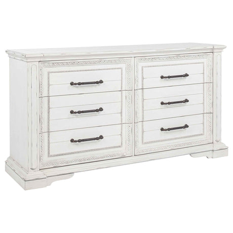McKinney Vintage White 6-drawer Bedroom Dresser Cabinet by Coaster at Eve Furniture