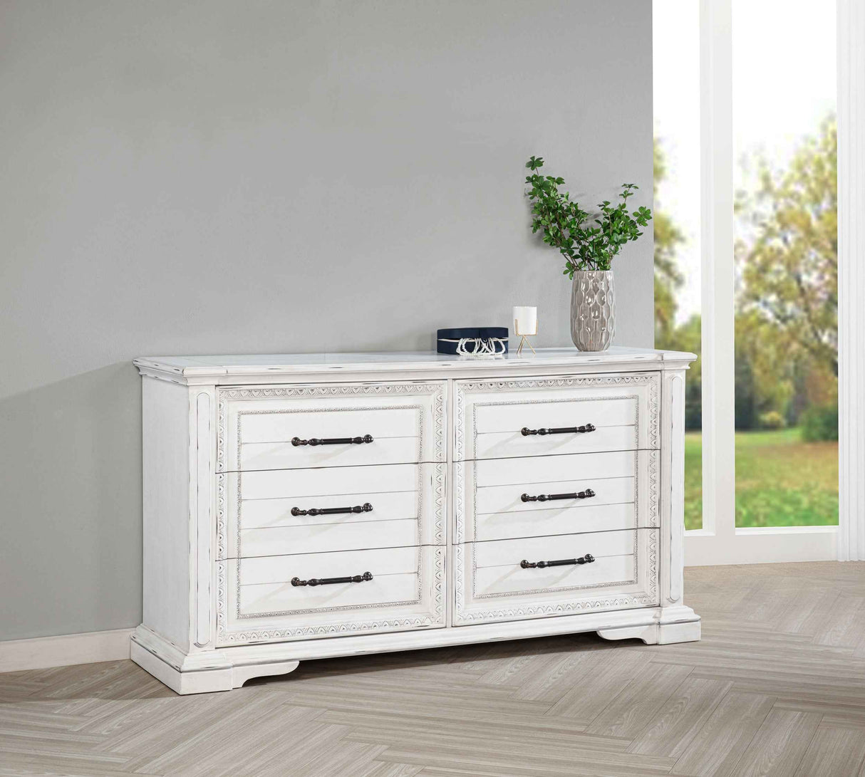 McKinney Vintage White 6-drawer Bedroom Dresser Cabinet by Coaster at Eve Furniture