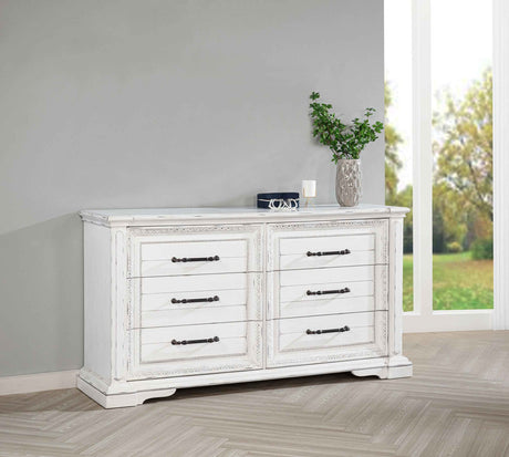McKinney Vintage White 6-drawer Bedroom Dresser Cabinet by Coaster at Eve Furniture