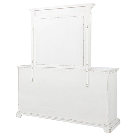 McKinney Vintage White 6-drawer Bedroom Dresser with Mirror by Coaster at Eve Furniture