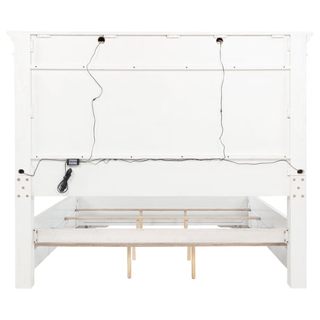 McKinney Vintage White Eastern King LED Light Panel Bed by Coaster at Eve Furniture