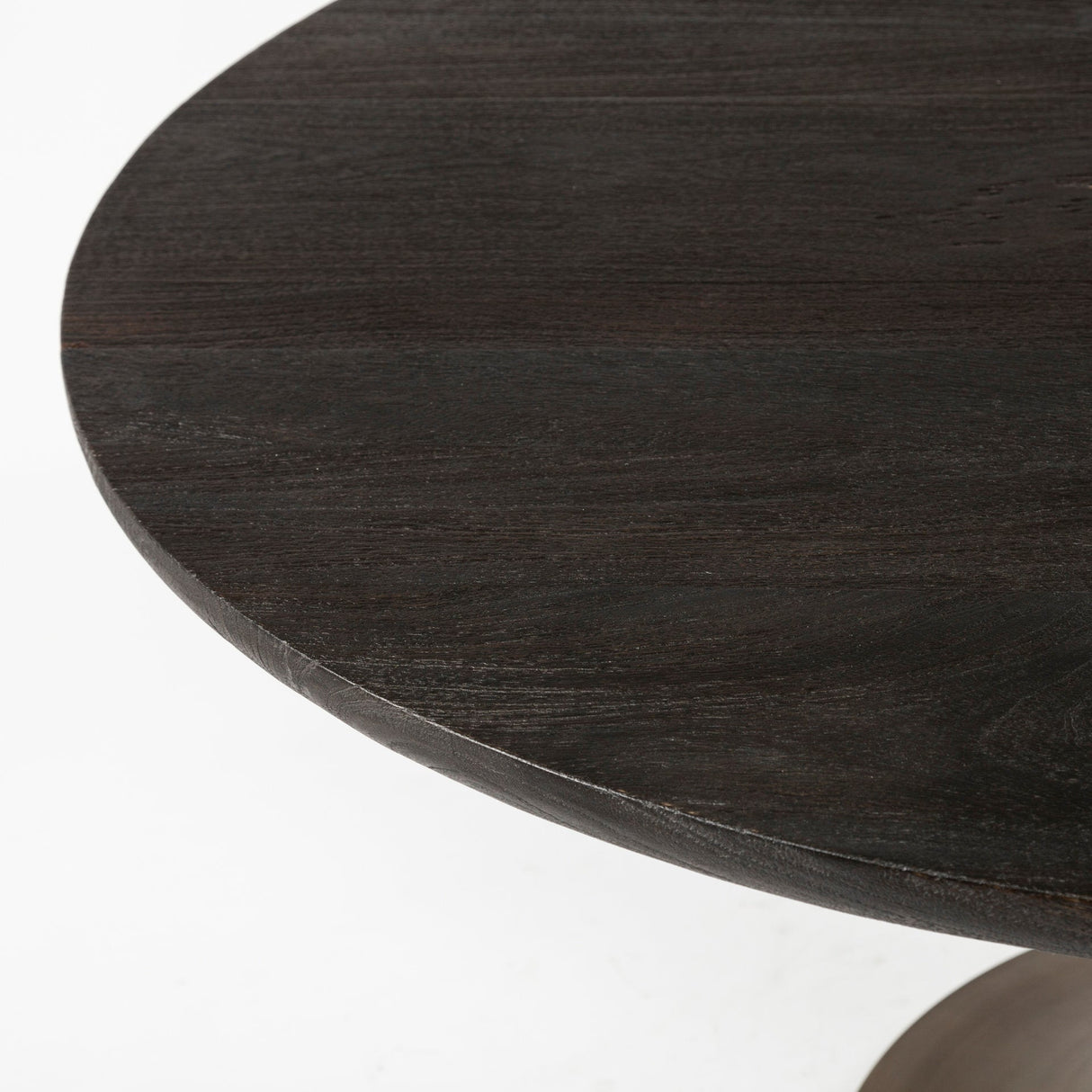 McLeod II Round Brown Solid Wood Top Gold Metal Base Dining Table by Mercana at Eve Furniture