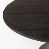McLeod II Round Brown Solid Wood Top Gold Metal Base Dining Table by Mercana at Eve Furniture