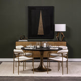 McLeod II Round Brown Solid Wood Top Gold Metal Base Dining Table by Mercana at Eve Furniture