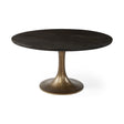 McLeod II Round Brown Solid Wood Top Gold Metal Base Dining Table by Mercana at Eve Furniture