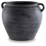 Meadie Distressed Black Vase by Ashley at Eve Furniture