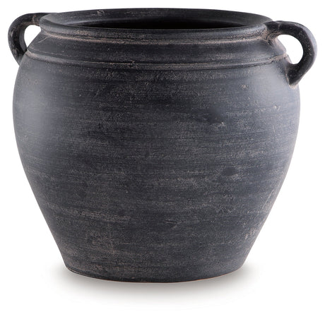 Meadie Distressed Black Vase by Ashley at Eve Furniture