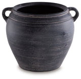 Meadie Distressed Black Vase by Ashley at Eve Furniture