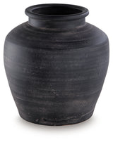 Meadie Distressed Black Vase by Ashley at Eve Furniture