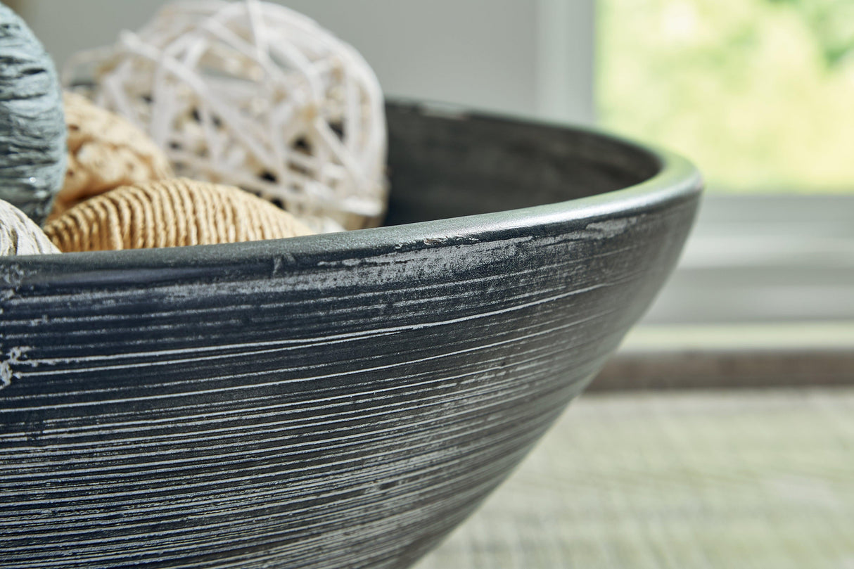 Meadie Distressed Blue Bowl by Ashley at Eve Furniture