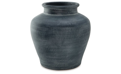 Meadie Distressed Blue Vase by Ashley at Eve Furniture