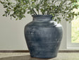 Meadie Distressed Blue Vase by Ashley at Eve Furniture