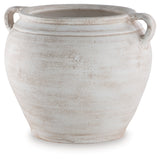Meadie Distressed White Vase by Ashley at Eve Furniture