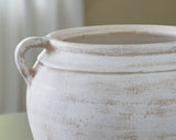 Meadie Distressed White Vase by Ashley at Eve Furniture