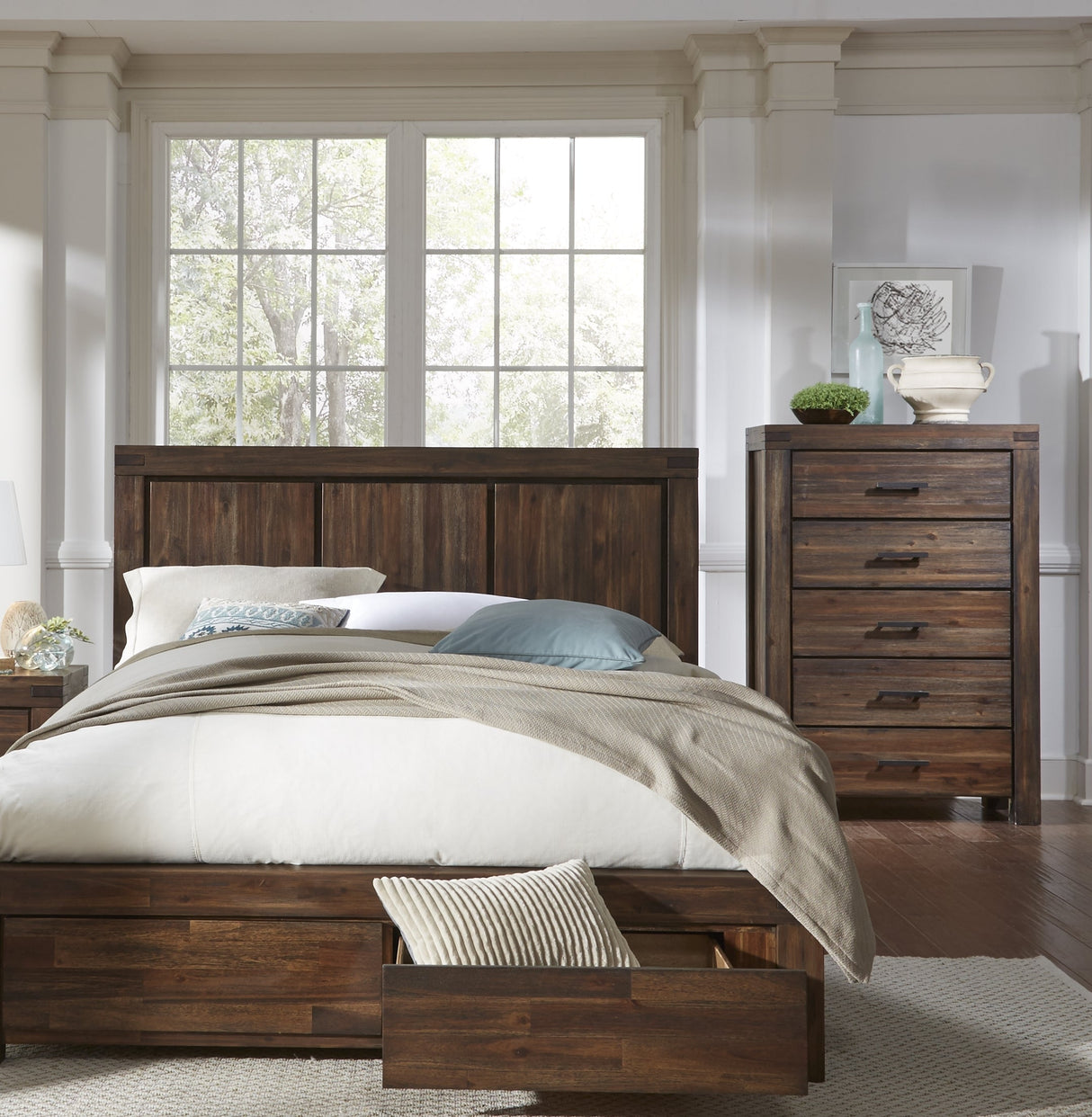 Meadow Five Drawer Solid Wood Chest in Brick Brown by Modus Furniture at Eve Furniture