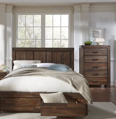 Meadow Five Drawer Solid Wood Chest in Brick Brown by Modus Furniture at Eve Furniture