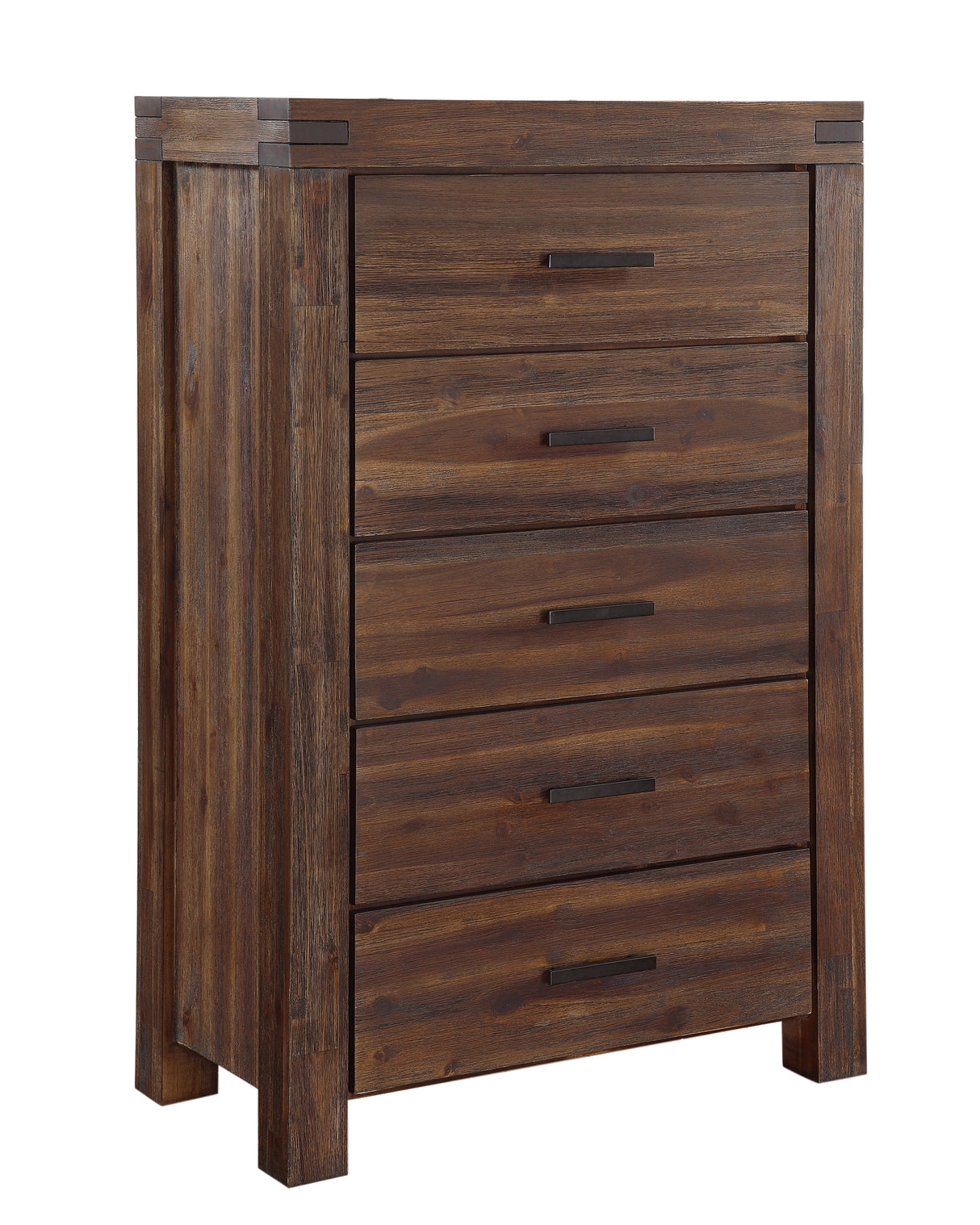 Meadow Five Drawer Solid Wood Chest in Brick Brown by Modus Furniture at Eve Furniture