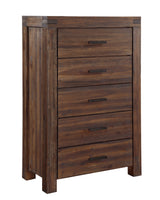 Meadow Five Drawer Solid Wood Chest in Brick Brown by Modus Furniture at Eve Furniture