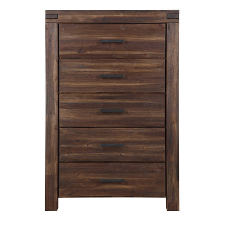 Meadow Five Drawer Solid Wood Chest in Brick Brown by Modus Furniture at Eve Furniture