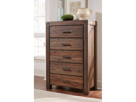 Meadow Five Drawer Solid Wood Chest in Brick Brown by Modus Furniture at Eve Furniture