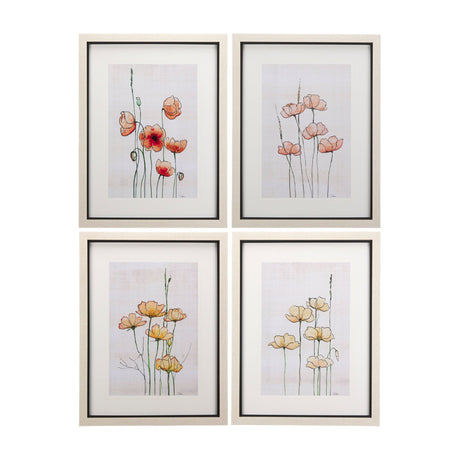 Meadow flowers I by Mercana Studio a Hand Embellished Textured Framed Art Print Matted under Glass by Mercana at Eve Furniture