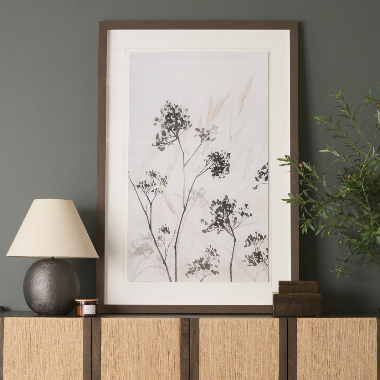 Meadow L by Mercana Studio Hand Embelished Textured Framed Artwork Matted under Glass by Mercana at Eve Furniture