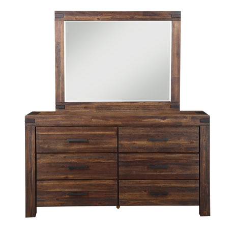 Meadow Six Drawer Solid Wood Dresser in Brick Brown by Modus Furniture at Eve Furniture