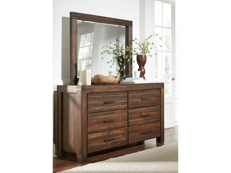 Meadow Six Drawer Solid Wood Dresser in Brick Brown by Modus Furniture at Eve Furniture