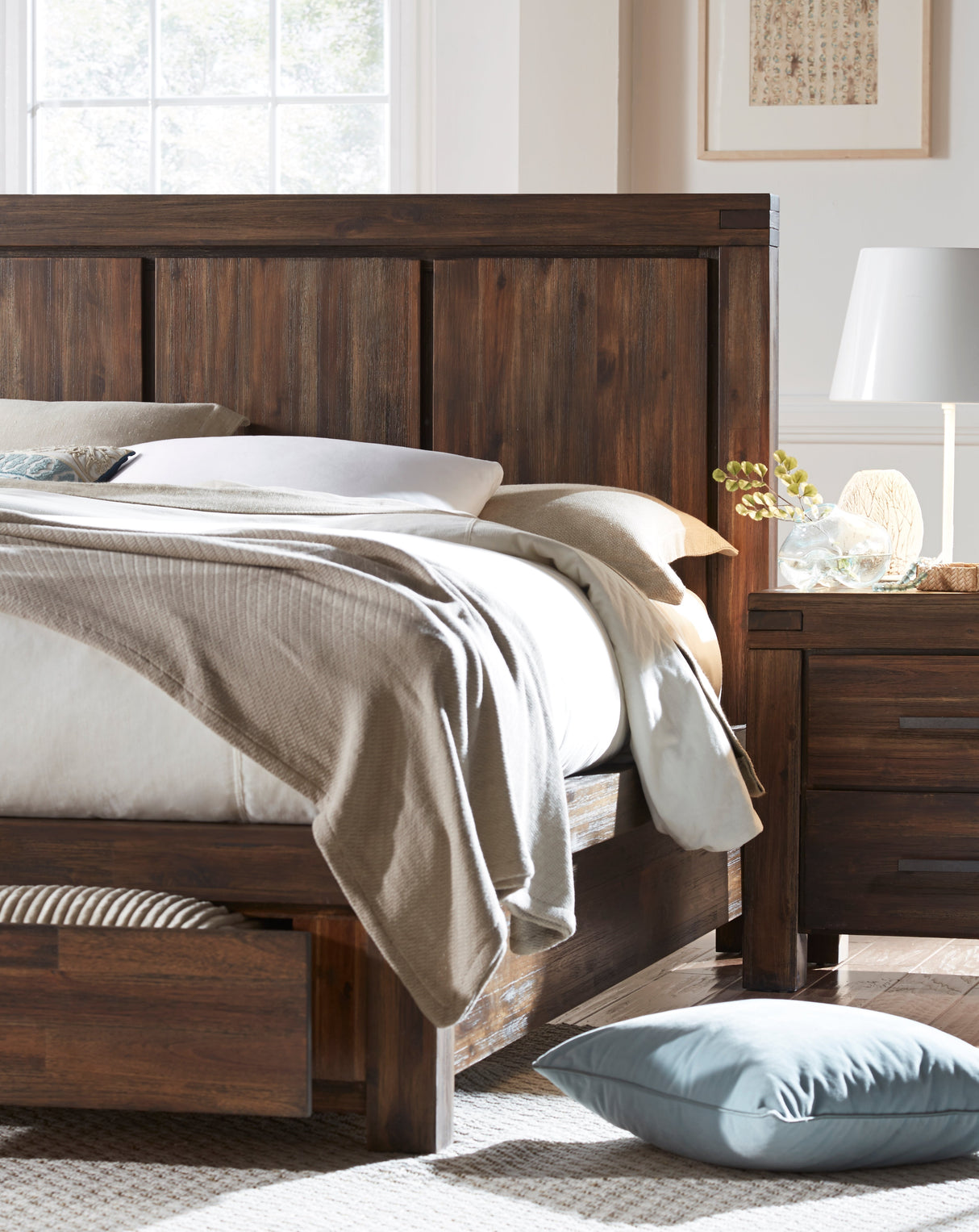 Meadow Solid Wood Footboard Full Storage Bed in Brick Brown by Modus Furniture at Eve Furniture