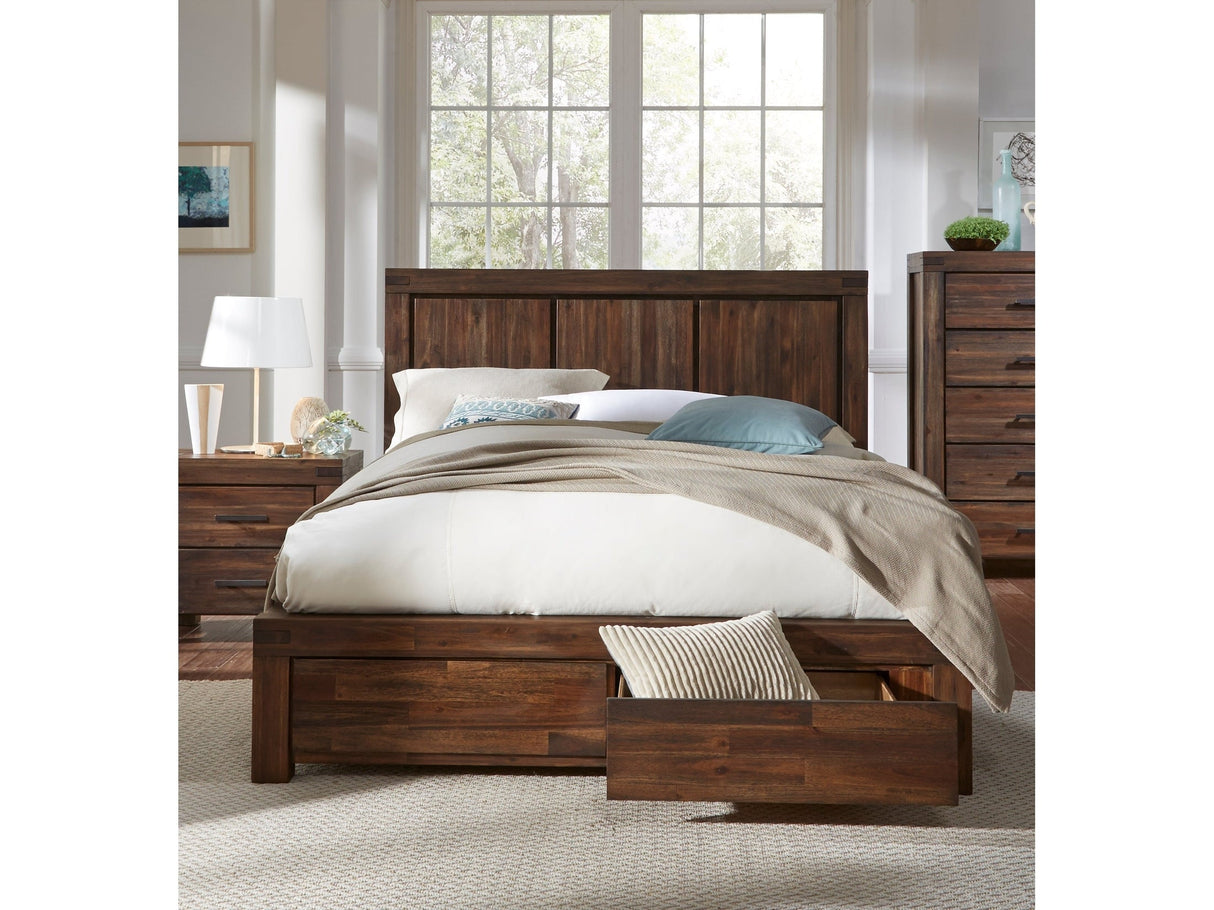 Meadow Solid Wood Footboard Queen Storage Bed in Brick Brown by Modus Furniture at Eve Furniture