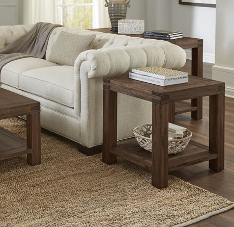 Meadow Solid Wood Rectangular Side Table in Brick Brown by Modus Furniture at Eve Furniture