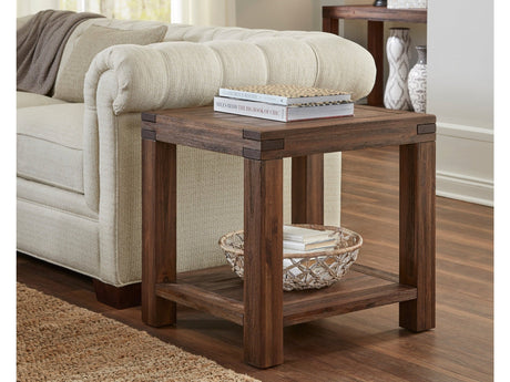 Meadow Solid Wood Rectangular Side Table in Brick Brown by Modus Furniture at Eve Furniture