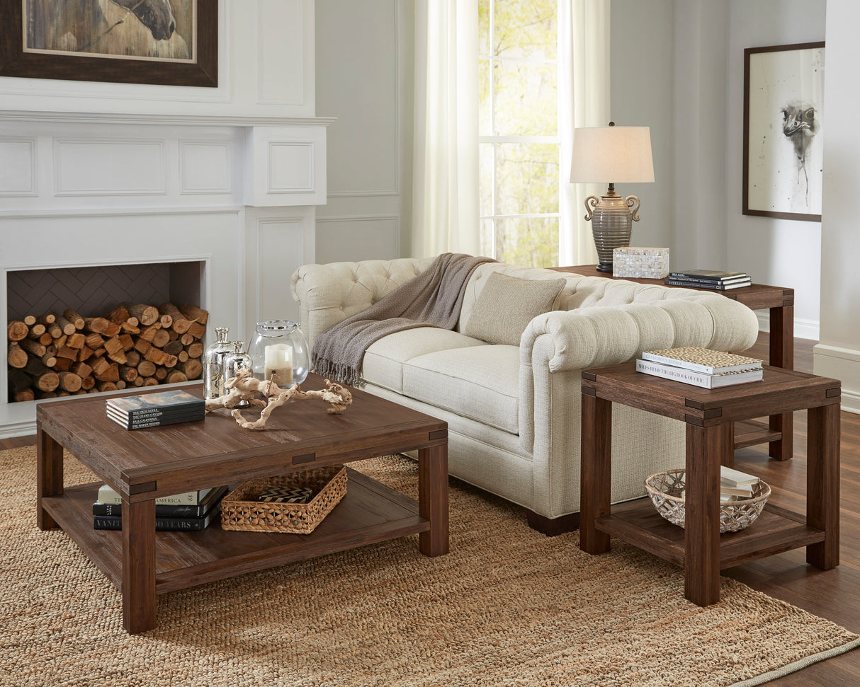 Meadow Solid Wood Square Coffee Table in Brick Brown by Modus Furniture at Eve Furniture