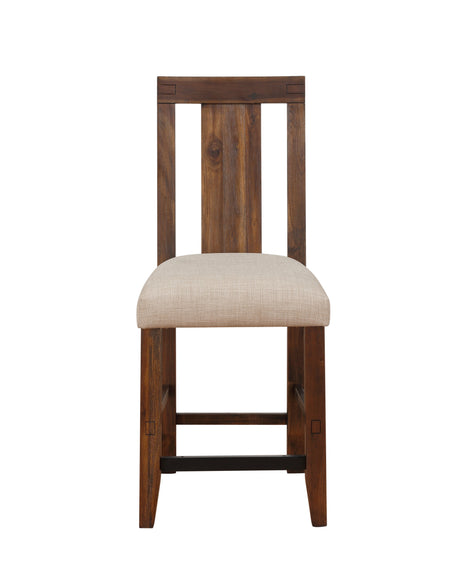 Meadow Solid Wood Upholstered Kitchen Counter Stool in Brick Brown (Set of 2) by Modus Furniture at Eve Furniture