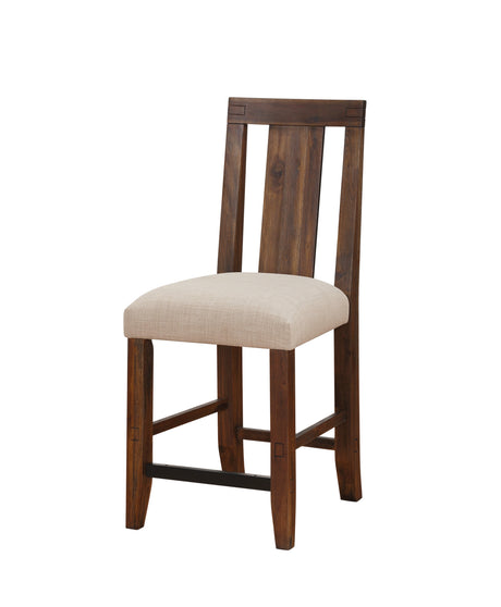 Meadow Solid Wood Upholstered Kitchen Counter Stool in Brick Brown (Set of 2) by Modus Furniture at Eve Furniture