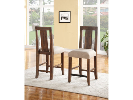 Meadow Solid Wood Upholstered Kitchen Counter Stool in Brick Brown (Set of 2) by Modus Furniture at Eve Furniture