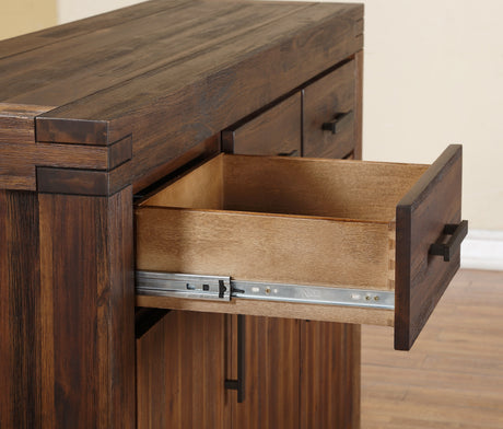 Meadow Three Drawer Three Door Solid Wood Sideboard in Brick Brown by Modus Furniture at Eve Furniture