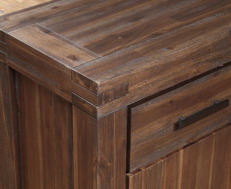 Meadow Three Drawer Three Door Solid Wood Sideboard in Brick Brown by Modus Furniture at Eve Furniture