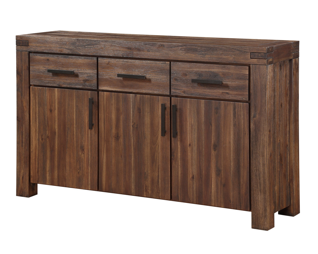 Meadow Three Drawer Three Door Solid Wood Sideboard in Brick Brown by Modus Furniture at Eve Furniture