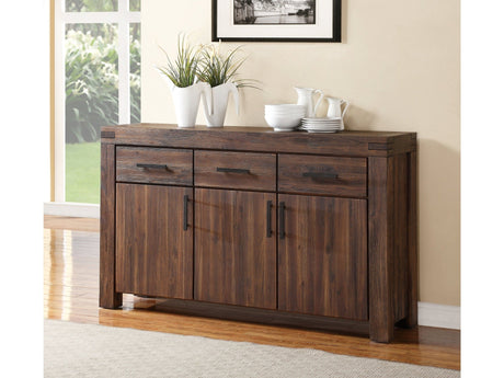 Meadow Three Drawer Three Door Solid Wood Sideboard in Brick Brown by Modus Furniture at Eve Furniture