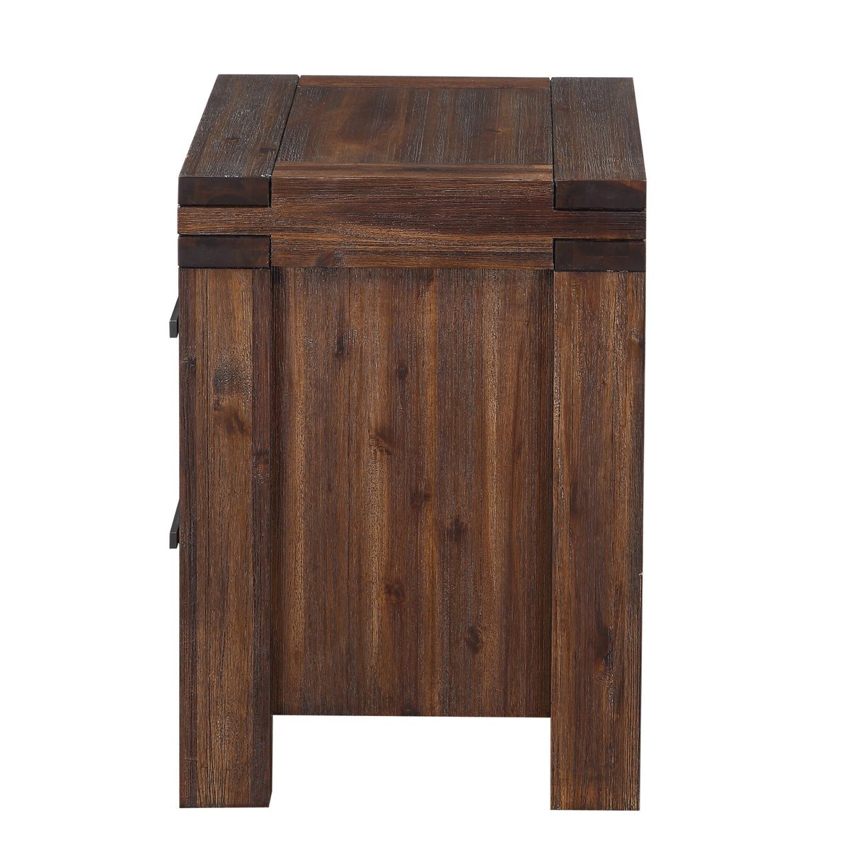 Meadow Two Drawer Solid Wood Nightstand in Brick Brown by Modus Furniture at Eve Furniture